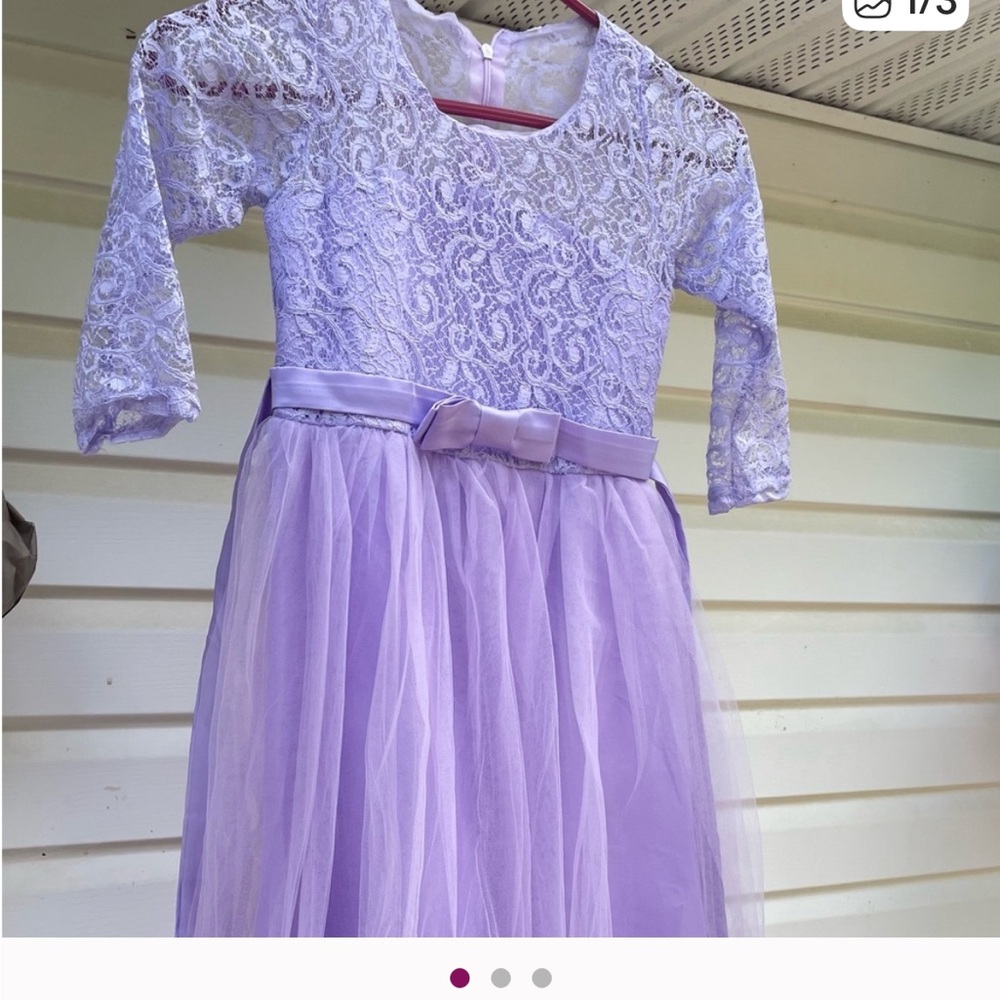 Elegant Lavender Lace Kids Dress Size 8